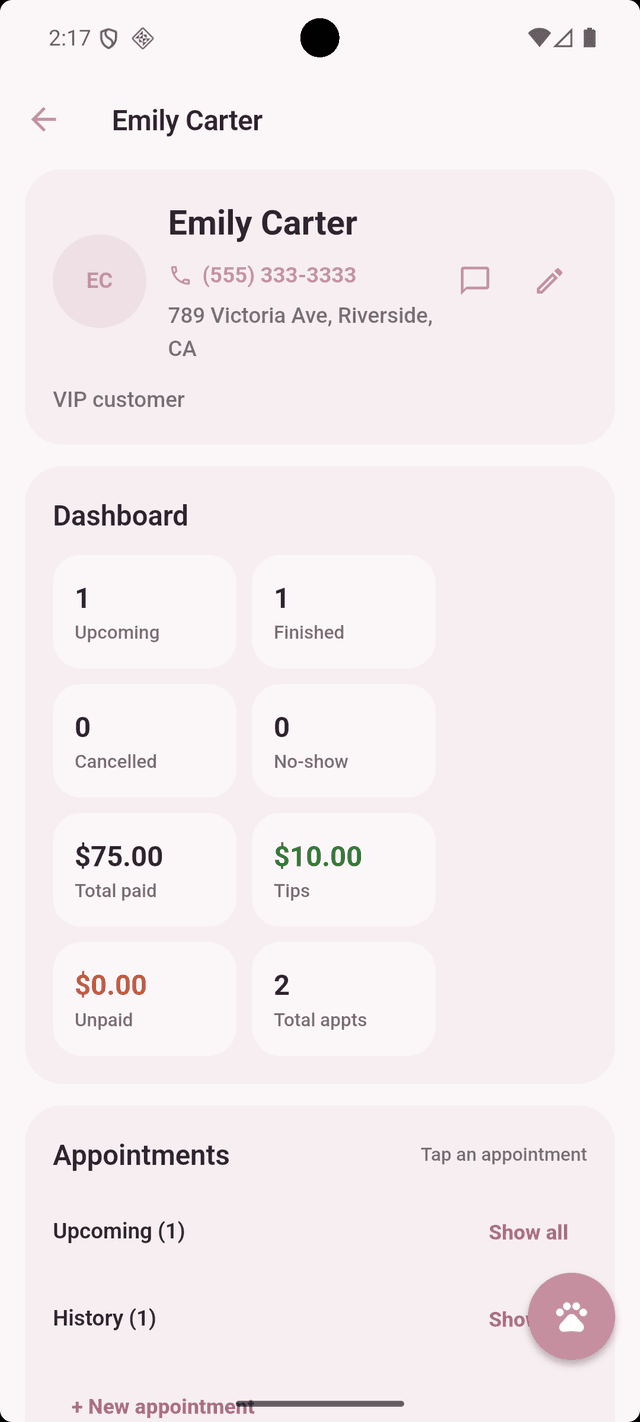 Wagzly clients screen
